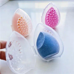 1PC Cosmetic Egg Storage Box Beauty Sponge Stand Storage Case Makeup Cosmetic Egg Shaped Rack Transparent Puffs Drying Box