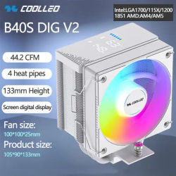 COOLLEO B40S DIG V2 4 Heat Pipes CPU Cooler Intelligent Temperature Display Radiator Air Cooler For LGA1700 115X AMD AM4 AM5