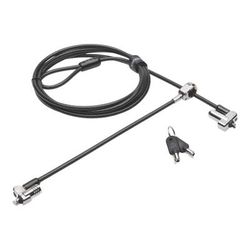 Kensington N17 Keyed Dual Head Laptop Lock For Dell Devices - Keyed Lock - Black - Carbon Steel - 6 Ft - For Notebook, Tablet