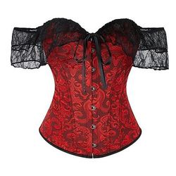 Rococò Completo Mascherata Corsetto Overbust Cosplay Jacquard Controllo della Pancia Push-Up Jacquard Costume Per donna Reale Mascherata Feste Carnevale di Venezia Adulti Corsetto