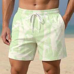Per uomo Piante Bambù Costumi da bagno Pantaloncini da mare Pantaloncini da Surf Misura del girovita medio Streetwear Hawaiano Vacanza al Mare Tasche Laterali fodera in rete Coulisse elastica in vita
