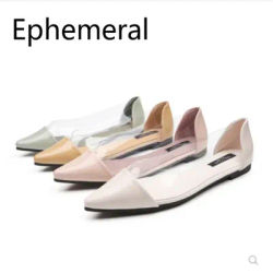Chaussures à enfiler transparentes pour femmes, patchwork, chaussures plates pointues, couleurs bonbon, jolies chaussures d'été, vert, gris, jaune, grande taille 3-48