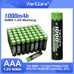1-100PCS VariCore New AAA 1000mAh NiMH 1.2V Rechargeable Battery Suitable For Toys, Mice, Electronic Scales, Etc.