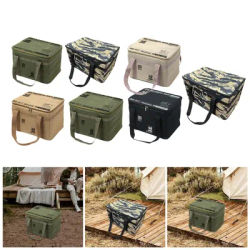 Camping Storage Bag with Net Pocket Foldable Multifunctional Organizer for Fishing BBQ Traveling Outdoor Activities Picnic
