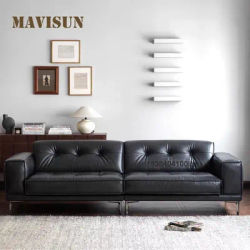 Canapé en cuir véritable de milieu du siècle, Simple et léger, pour salon de luxe, rangée droite, matériel de haute qualité, pieds