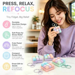 Macaron 9 Key Fidget Keyboard Keychain Click Sound Stress Relief Toy Antistress Key Chain Office Desk Fidget Party Favor Gift