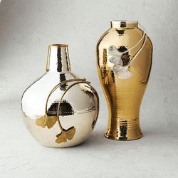 Gingko Leaf Metal Vases - 12" - Frontgate