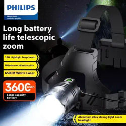 PHILIPS SFL3341 Lampe frontale Zoomable 10 W, lampe de poche laser super brillante pour la pêche de nuit/exploitation minière/extérieur (3600 mAh)