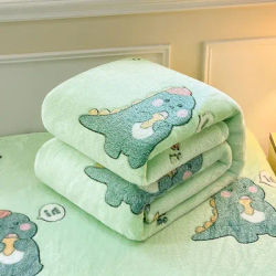 Cute Dinosaur Patterns Blanket Snowflake Velvet Blanket 1Pc 100/120/150/180/200 Cm Student Blanket Home/office Blanket
