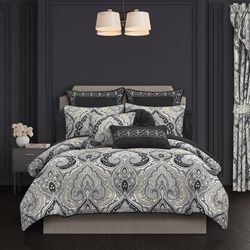 Messina 3 Piece Comforter Set by Royal Court in Black (Size KING)