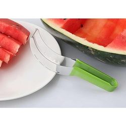 Affettatrice per anguria in acciaio inox, taglia-frutta veloce, multifunzionale, coltello per anguria in acciaio inox, affetta-melone, divisore per frutta, utensile da cucina per melone, melone verde,