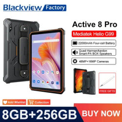 Blackview Active 8 Pro Tablet, 16GB, 256GB, 10.36 ", 16MP + 48MP Camera, Android 14, 22000mAh Large Battery, Rugged Tablet PC