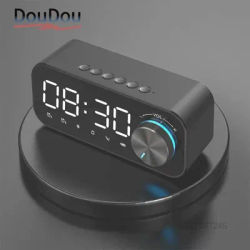 Réveil MP3, radio FM et lecteur de musique multifonction haut-parleur Bluetooth sans fil affichage LED, haut-parleur Bluetooth basse stéréo