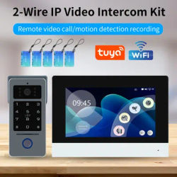 Tuya 1080P 7/10 Inch Color Touch Screen Video Intercom Kit with 2-Wire Analog and Wi-Fi for RFID Access Control System