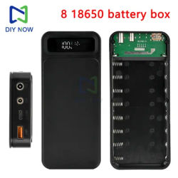 Scatola di alimentazione mobile fai-da-te 8x18650 Scatola di caricabatteria mobile regolabile DC5-12V per telefoni cellulari/tablet/interruttori