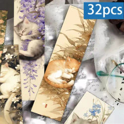 32pcs, Retro Cat and Plant Bookmarks, Suitable for Teachers, Readers, and Enthusiasts, Gifts, Bookmarks, Parties, Birthdays