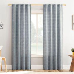 Wide Width Lenora Textured Panel by BrylaneHome in Denim (Size 40" W 84" L)