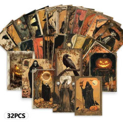 32pcs, vintage Halloween postcards, horror, pumpkin, birthday/anniversary gifts, collectible, giftable, and mailable
