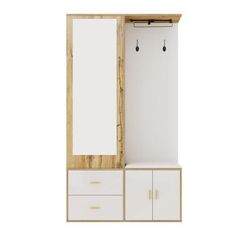 Mobile d'ingresso con specchio, attaccapanni, panca e contenitore