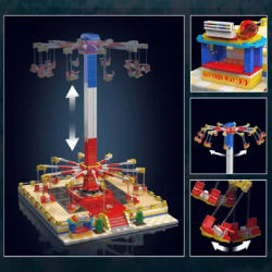 1581pcs Playground Flying Swing Ride Building Blocks with Remote Control Function Amusement Park Bricks Toy for Kids Adults Gift
