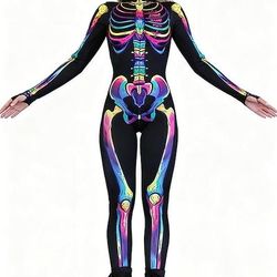 Body Catsuit a Corpo Intero Teschio Scheletro Costume Spaventoso Bambini Adulti Per uomo Per donna Ragazzi Halloween Carnevale Giorno della morte Club Feste Performance Costumi di Halloween facili