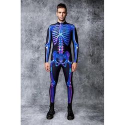 Carnevale 2026 Teschio Scheletro Body Costumi di Gruppo per Coppie di Halloween Catsuit a Corpo Intero Costume Spaventoso Adulti Bambini Tutti Halloween Carnevale Giorno della morte Club Feste