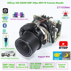 HiEasy 5MP 30fps 30X ZOOM wireless wifi IP Camera moudle ONVIF RTMP SD Card PTZ