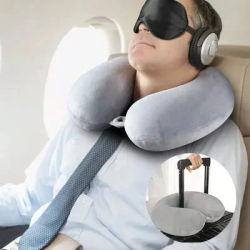 Oreiller de voyage pour avion, 1 pièce, oreiller pour voyage, voiture, maison, bureau, voyage, oreiller de vol, sangle à pression, couverture souple