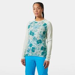 Helly Hansen Women's Lifa Merino Midweight Graphic Crew Base Layer Blue S