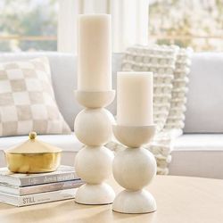 Linnea Wood Candleholder, Set Of Two - Grandin Road