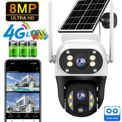 V380 8MP Dual Lens 4G IP Camera Solar PIR Human Detection Night Vision Waterproof Security Video Camara 4K Battery CCTV Monitor