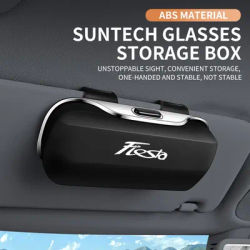 Custodia per occhiali per auto Scatola per occhiali da sole Porta visiera parasole Scatola per telaio protettivo Clip per occhiali portatile per Ford Fiesta