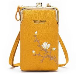 Portafoglio a tracolla da donna con porta cellulare, elegante mini borsa a tracolla ricamata, borsa da donna multifunzionale, piccola borsa a tracolla alla moda casual per l'uso quotidiano