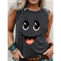 Grande taille imprimé été femmes ample et personnalisé capteur de rêves maille imprimé gilet haut T-shirt confortable sans manches