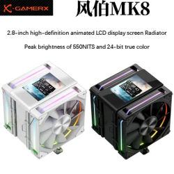 X-GAMERX MK8 Air-cooled CPU Cooler with 6 copper tubes and 2 fans, 2.8-inch LCD screen, DIY customization