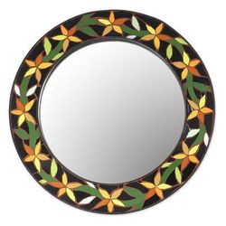 Mirror, 'Daffodils' - Fair Trade Indian Mosaic Ceramic Mirror