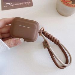 Soft Silicone AirPods Earphone Case With Bracelet, Protective Cover For AirPods 2, 3, Pro 2 Bluetooth Charging Box brown for Airpods 3