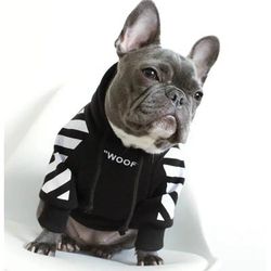 Adidog Stripe Pattern Hoodie: French Bulldog Clothes L 3