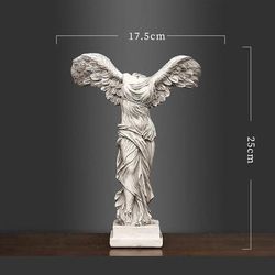 Winged Victory Goddess Statue: Retro Greek Office Desk Decoration For Living Room, Interior Shelf Decor & More White M