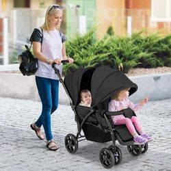 Foldable Lightweight Double Baby Stroller Front & Back Seats For Twins Or Siblings Foldable Lightweight Double Baby Stroller Front & Back Seats For Twins Or Siblings
