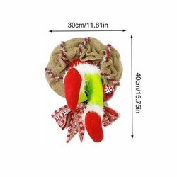 "17.72in Christmas Thief Wreath, Elf Leg, Burlap Holiday Decoration " S