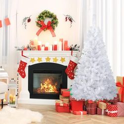 White Christmas Tree With Solid Metal Legs, Full PVC Hinged Pine Tree, Easy Assembly, Eco Friendly, Artificial Decor White Christmas Tree With Solid Metal Legs, Full PVC Hinged Pine Tree, Easy Assembly, Eco Friendly, Artificial Decor