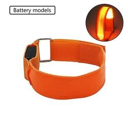 Battery LED Light Strap Armband, Adjustable Band For Wrist Ankle Glow in the Dark Safety Gear For Night Running, Sports orange