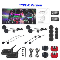 XINOWY V6 Pro Motorcycle Bluetooth Intercom System For Helmet Communication 2 Pcs V6 Pro Typec