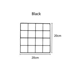 DIY Iron Grid Home Wall Decoration: Photo Frame, Postcard Storage, Display Rack, Organizer Shelf 20x20cm Black