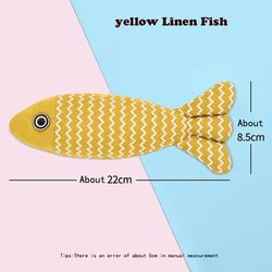 Interactive Cat Toys: Cotton Linen Pillow With Catnip Fish Simulation For Training And Entertainment Color: Yellow Linen Fish