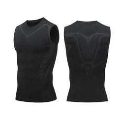 GFOUK MENIONIC Tourmaline Posture Corrector Vest For Men Ionic Shaping & Back Pain Relief Black L