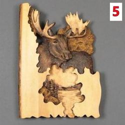 Handcrafted Animal Wall Sculpture: Wood Raccoon, Bear, Deer DEcor 5
