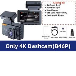 4K Dual Lens Dash Cam With GPS WiFi Night Vision Front And Rear Camera 256g only 4k Dashcam b46p