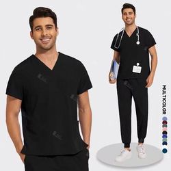 Lightweight Anti Wrinkle Nursing Scrub Set For Men And Women l black